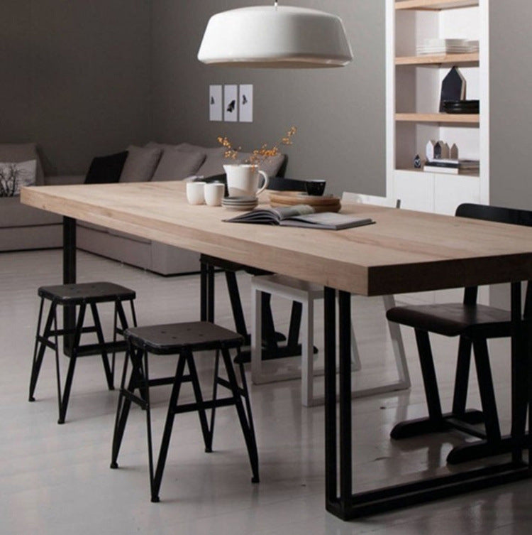 Industrial Home Solid Wood Table 29-inch Rectangle Double Pedestal Dining Table