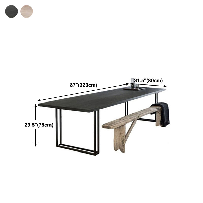 Industrial Home Solid Wood Table 29-inch Rectangle Double Pedestal Dining Table
