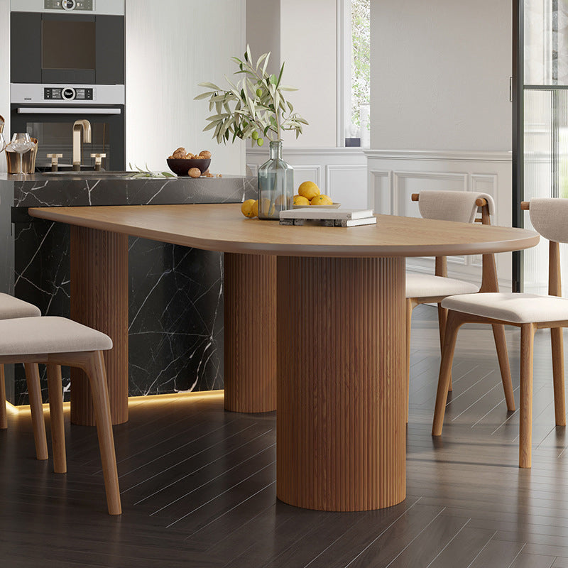 Contemporary Dining Oval Table Dining Wooden Table for Restaurant with Wood Legs