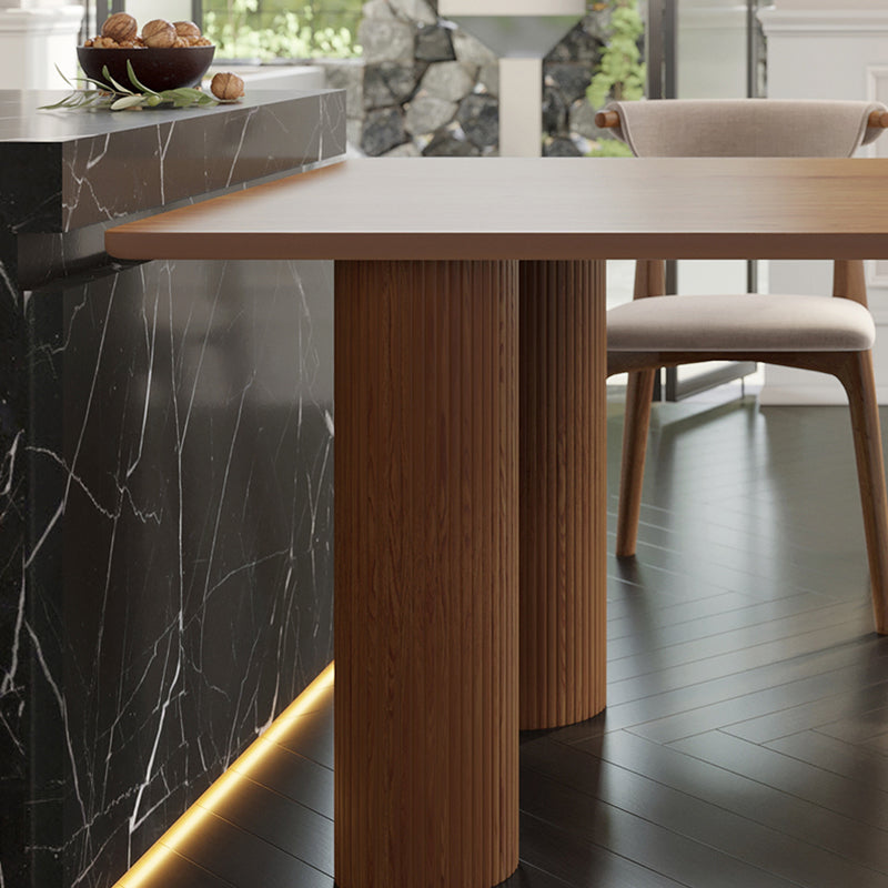 Contemporary Dining Oval Table Dining Wooden Table for Restaurant with Wood Legs