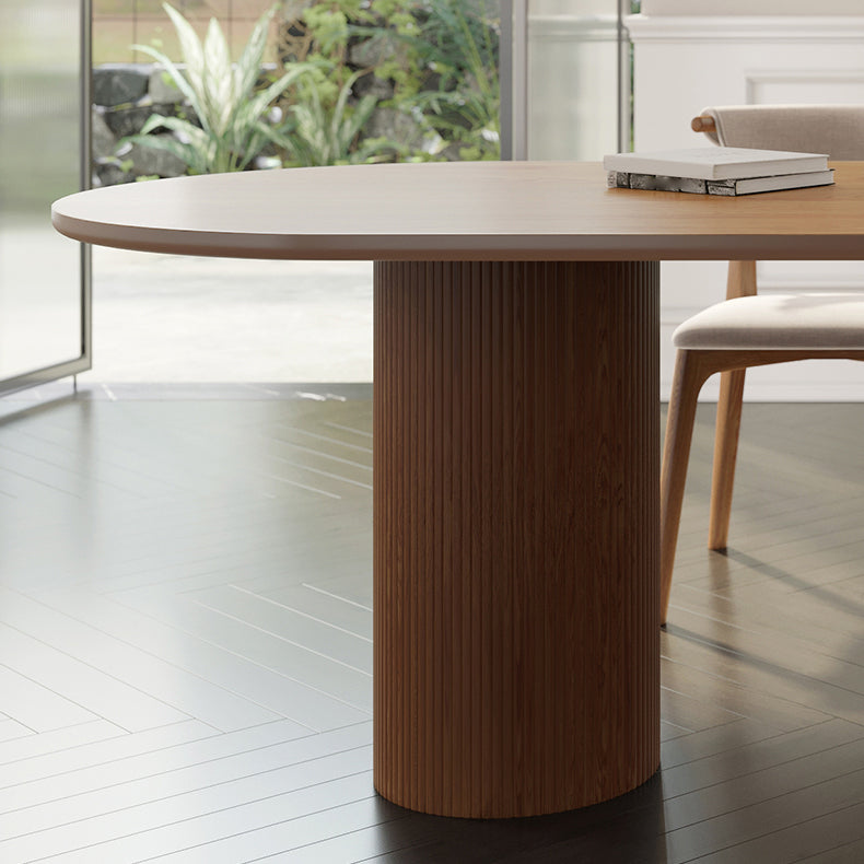 Contemporary Dining Oval Table Dining Wooden Table for Restaurant with Wood Legs