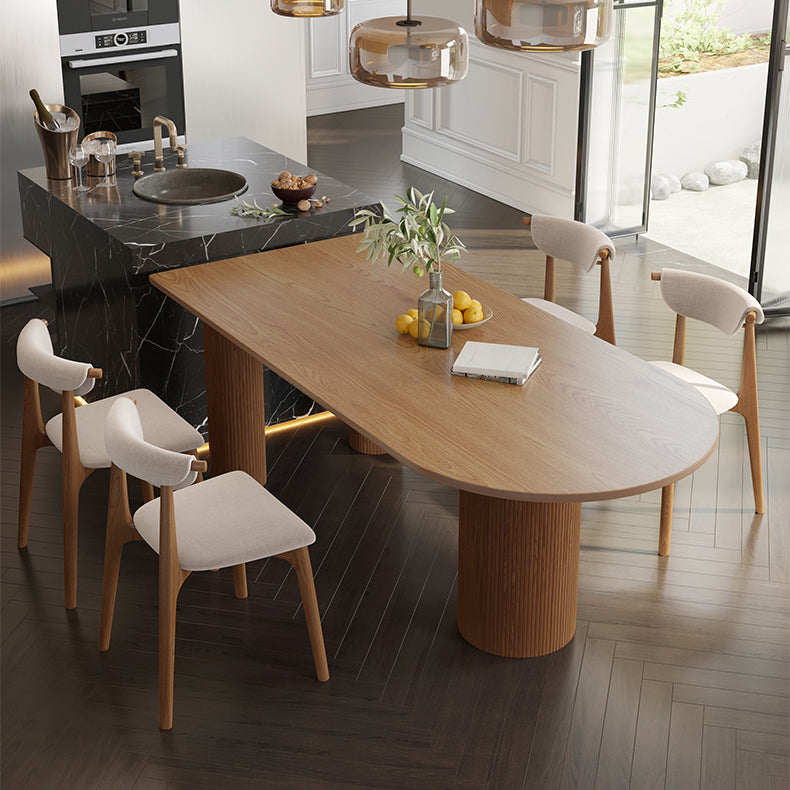 Contemporary Dining Oval Table Dining Wooden Table for Restaurant with Wood Legs