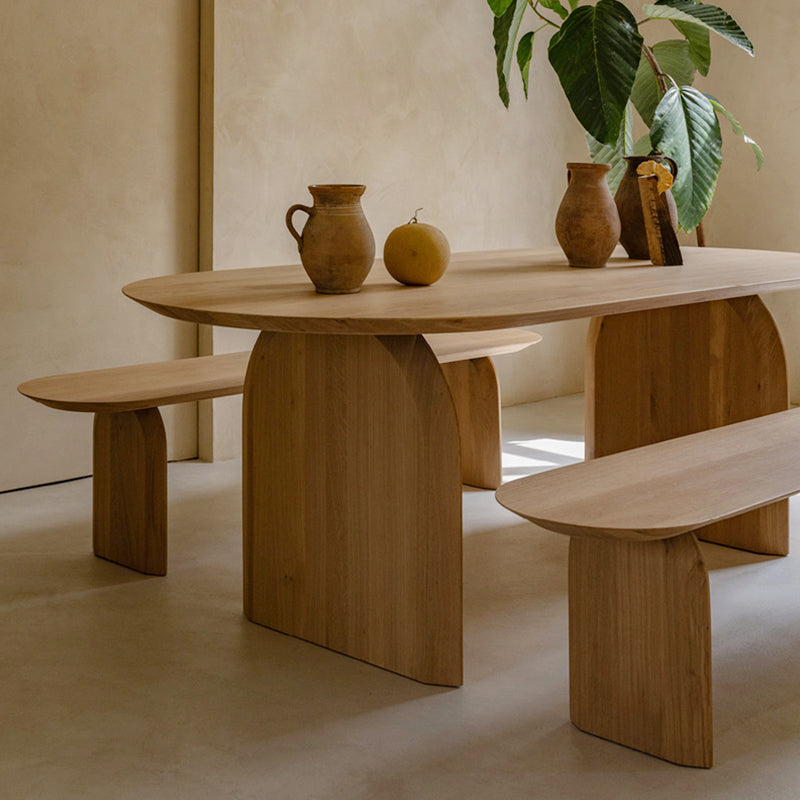 Modern Solid Wood Table for Restaurant Oval Table with Double Pedestal