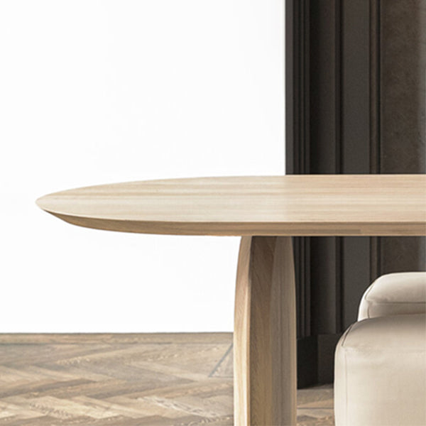 Modern Solid Wood Table for Restaurant Oval Table with Double Pedestal