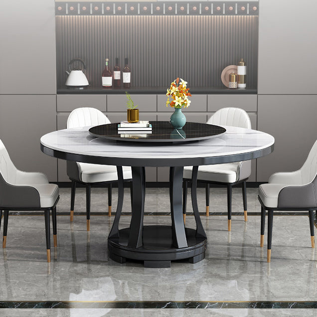 Modern Rubberwood Home Table Round Pedestal Convertible Dining Table