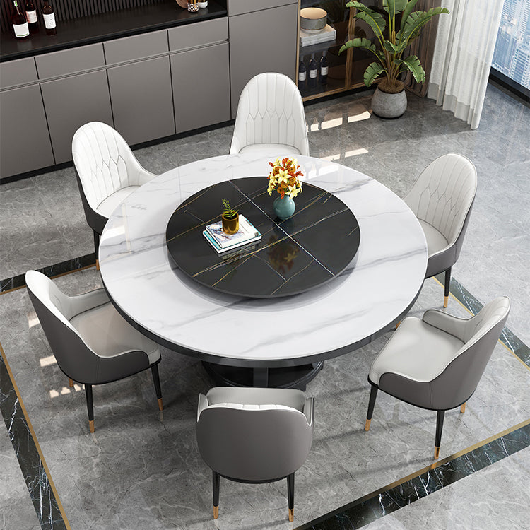 Modern Rubberwood Home Table Round Pedestal Convertible Dining Table