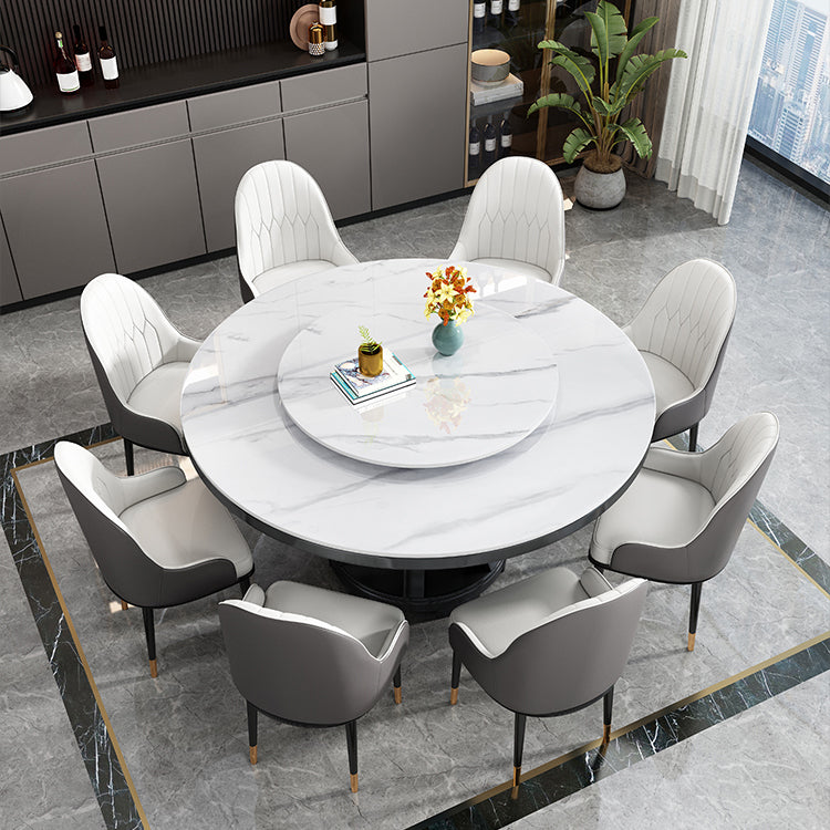 Modern Rubberwood Home Table Round Pedestal Convertible Dining Table