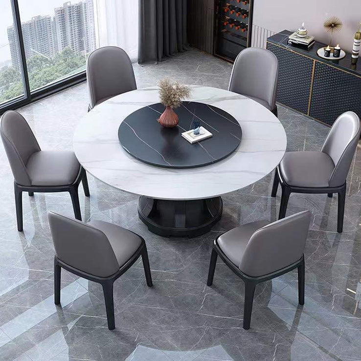 Modern Rubberwood Home Table Round Pedestal Convertible Dining Table