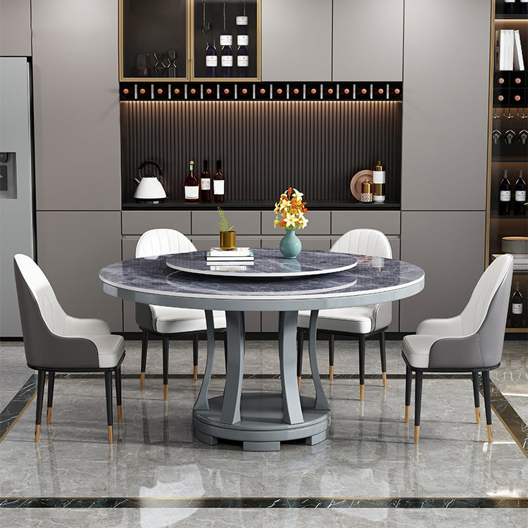 Modern Rubberwood Home Table Round Pedestal Convertible Dining Table