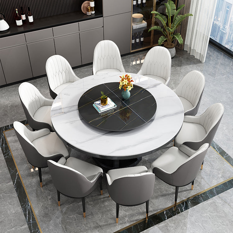 Modern Rubberwood Home Table Round Pedestal Convertible Dining Table