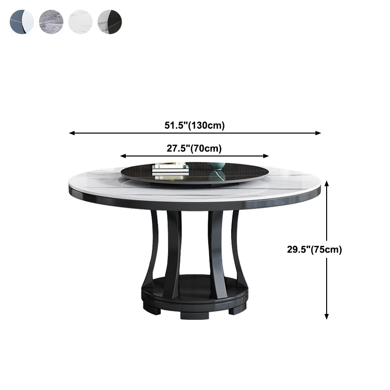 Modern Rubberwood Home Table Round Pedestal Convertible Dining Table