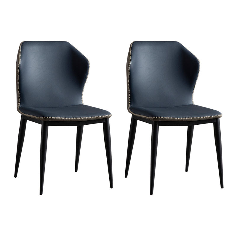 Industrial Design Armless Wingback Side Chair Faux Leather Side Chair