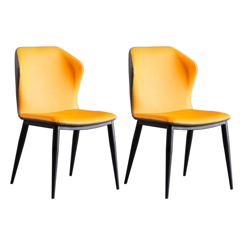 Industrial Design Armless Wingback Side Chair Faux Leather Side Chair