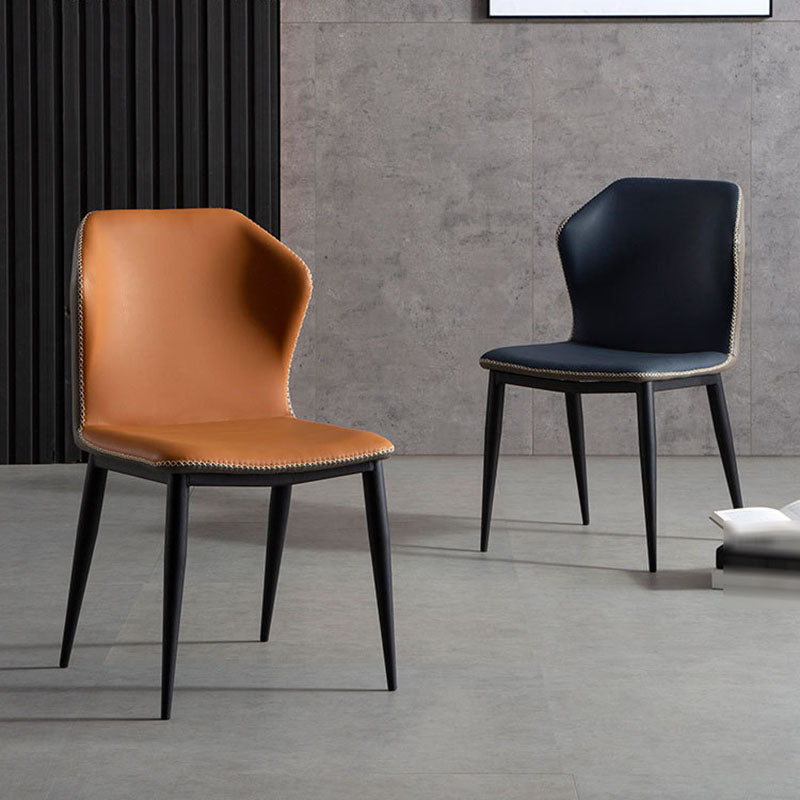 Industrial Design Armless Wingback Side Chair Faux Leather Side Chair