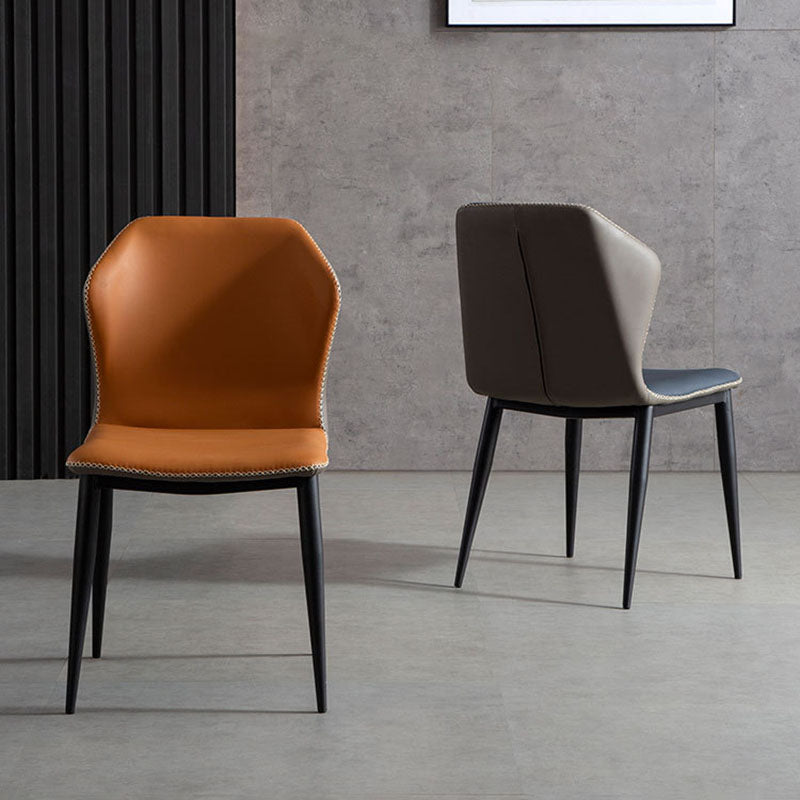 Industrial Design Armless Wingback Side Chair Faux Leather Side Chair
