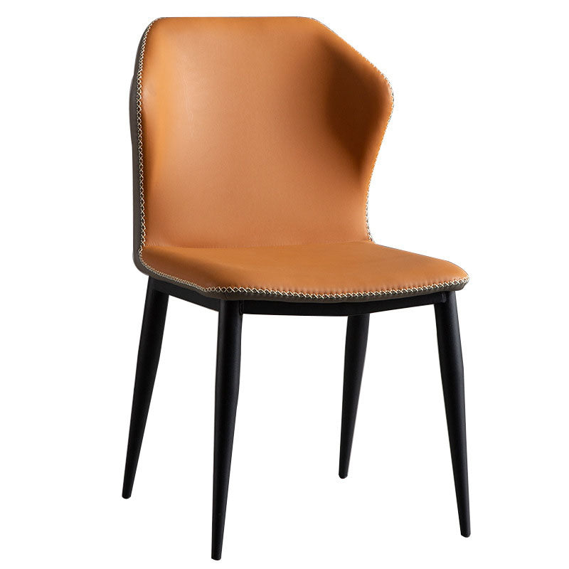 Industrial Design Armless Wingback Side Chair Faux Leather Side Chair