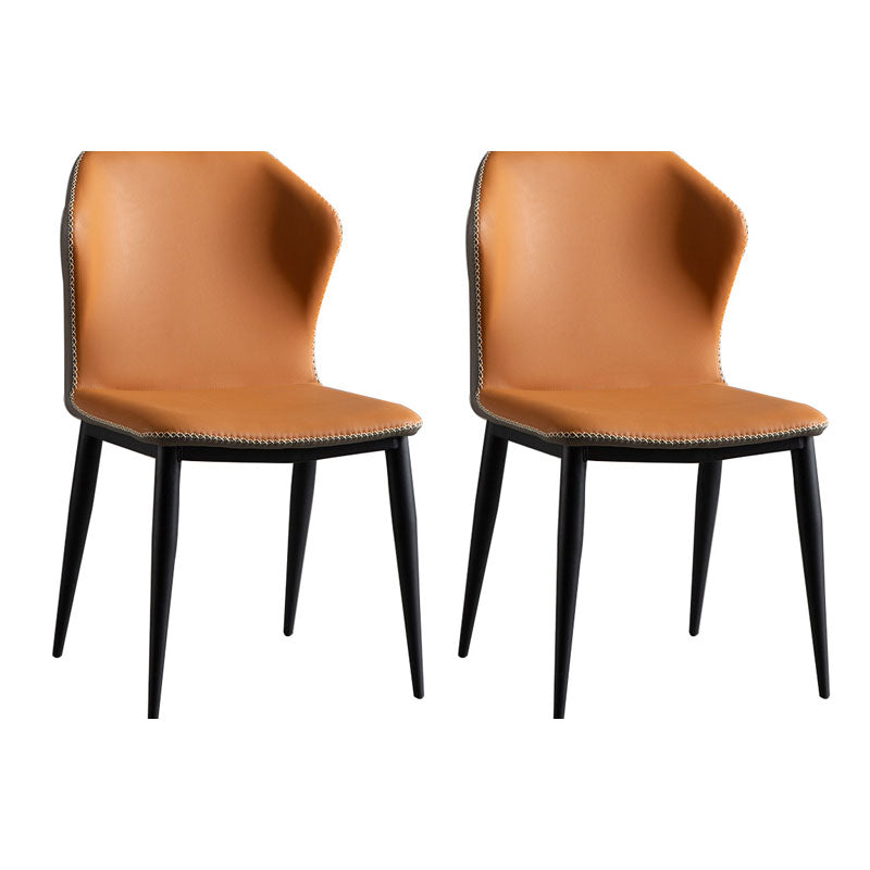 Industrial Design Armless Wingback Side Chair Faux Leather Side Chair