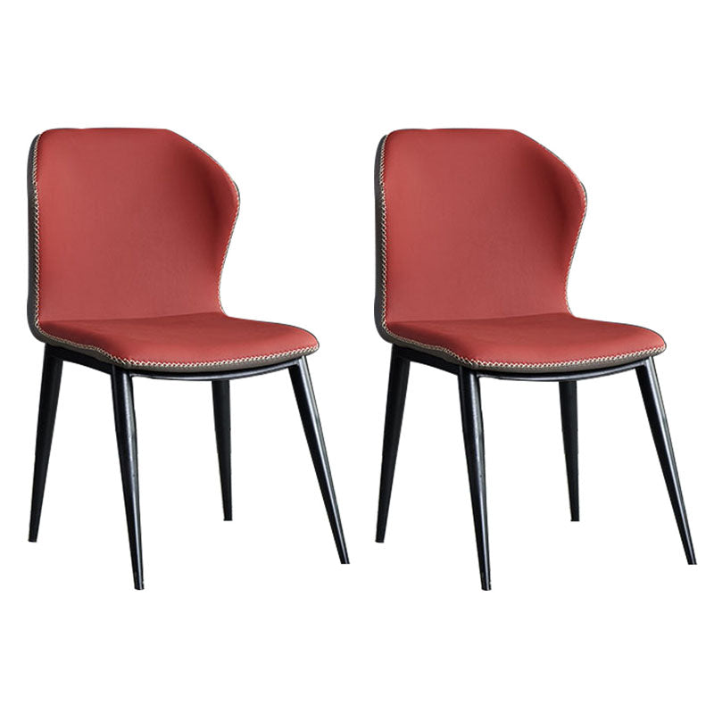 Industrial Design Armless Wingback Side Chair Faux Leather Side Chair