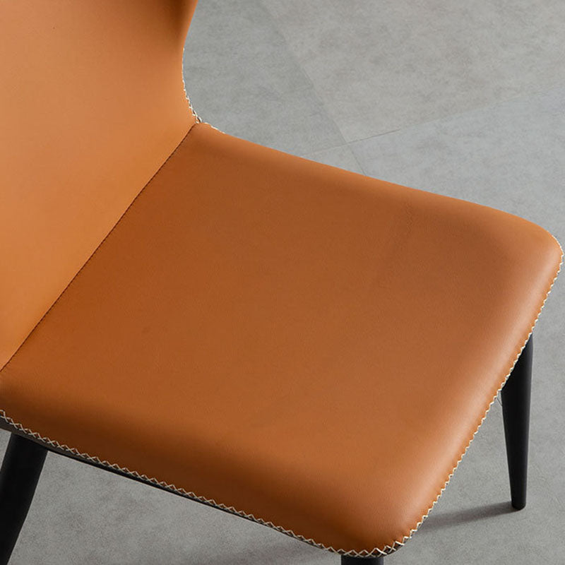 Industrial Design Armless Wingback Side Chair Faux Leather Side Chair