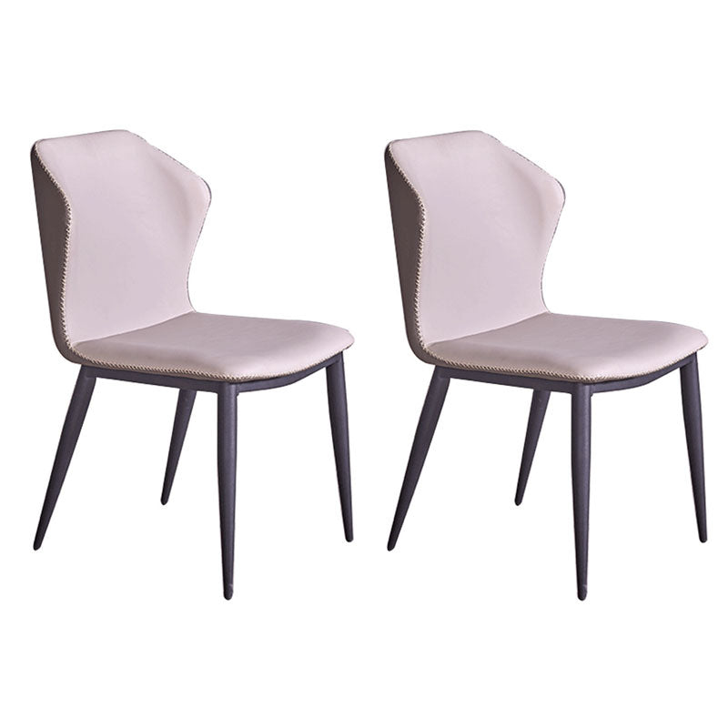 Industrial Design Armless Wingback Side Chair Faux Leather Side Chair