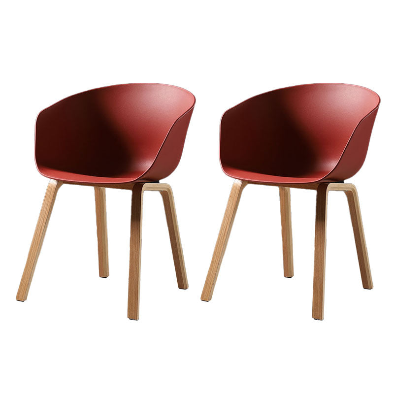 Contemporary Style Dining Chair Arm Side Chairs with Wooden Legs