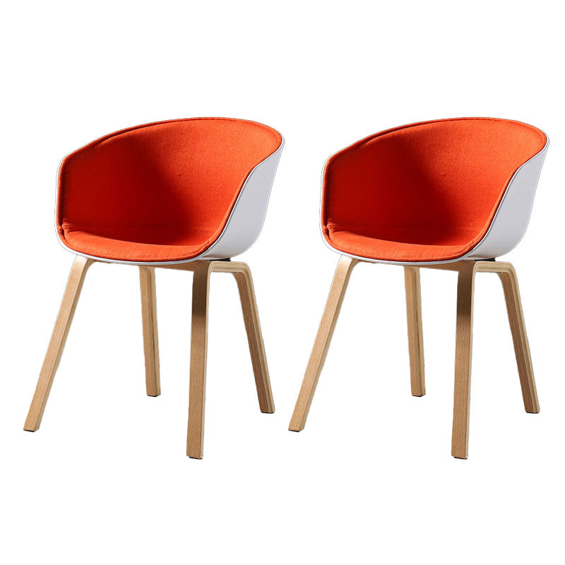 Contemporary Style Dining Chair Arm Side Chairs with Wooden Legs