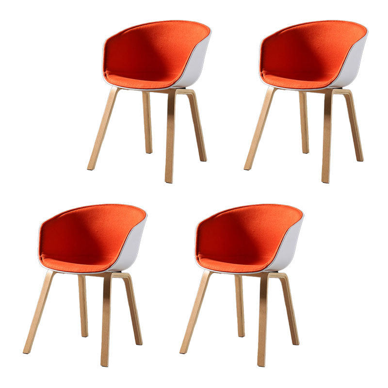 Contemporary Style Dining Chair Arm Side Chairs with Wooden Legs