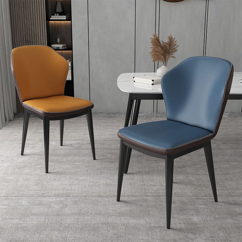 Nordic Glam Style Chair Kitchen Armless Wingback Chair with Metal Legs