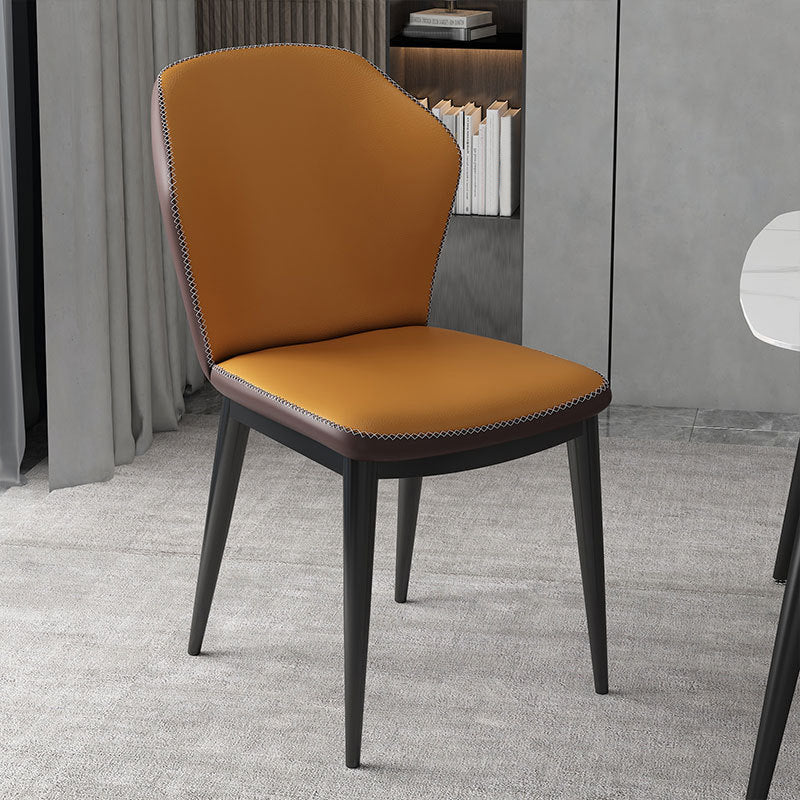 Nordic Glam Style Chair Kitchen Armless Wingback Chair with Metal Legs