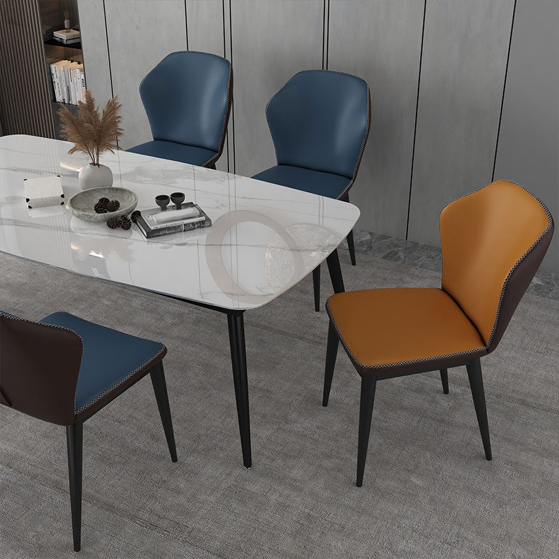 Nordic Glam Style Chair Kitchen Armless Wingback Chair with Metal Legs