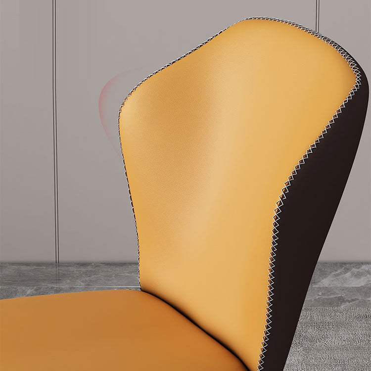 Nordic Glam Style Chair Kitchen Armless Wingback Chair with Metal Legs