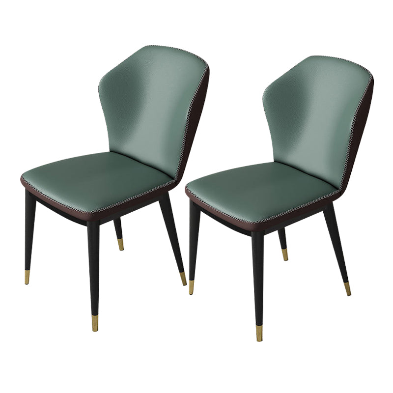 Nordic Glam Style Chair Kitchen Armless Wingback Chair with Metal Legs
