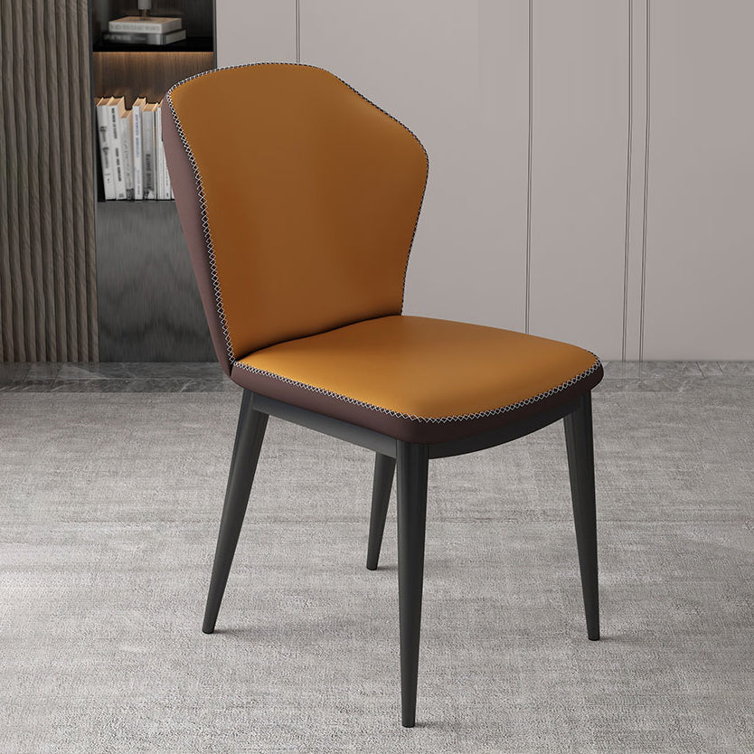 Nordic Glam Style Chair Kitchen Armless Wingback Chair with Metal Legs