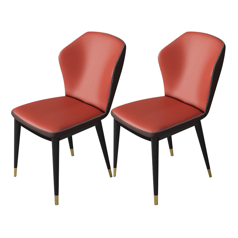 Nordic Glam Style Chair Kitchen Armless Wingback Chair with Metal Legs