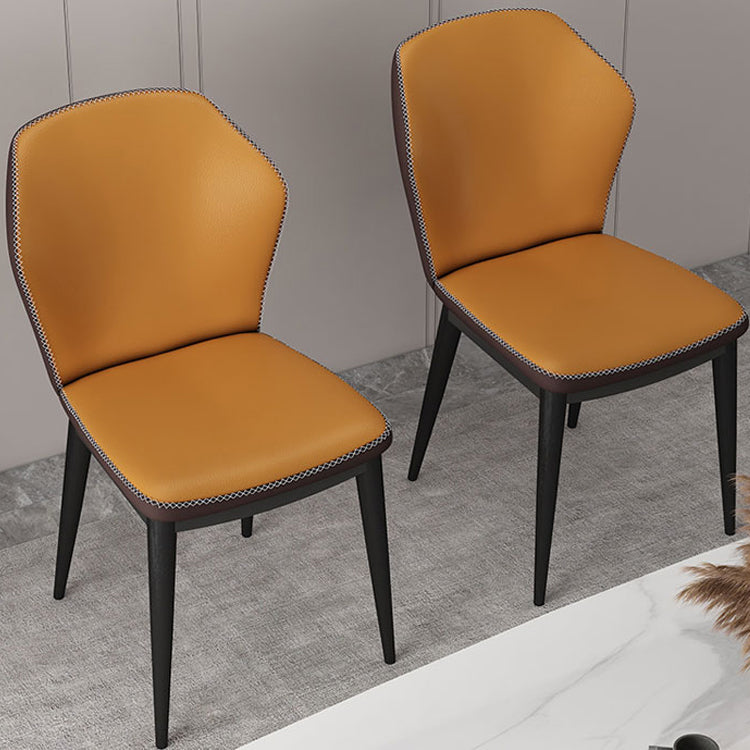 Nordic Glam Style Chair Kitchen Armless Wingback Chair with Metal Legs
