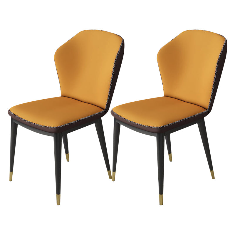 Nordic Glam Style Chair Kitchen Armless Wingback Chair with Metal Legs