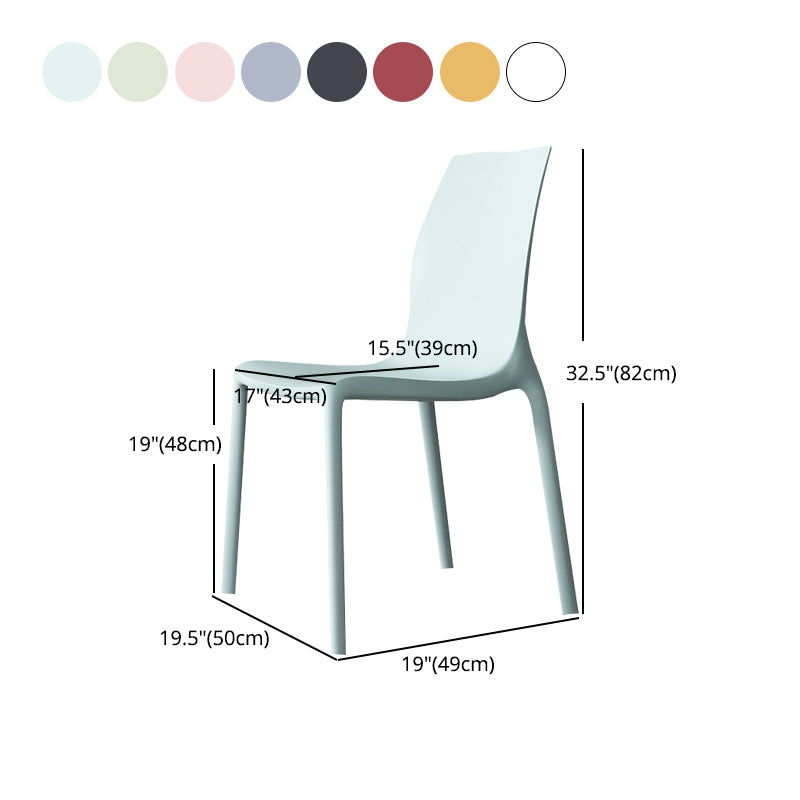 Nordic Style Plastic Dining Chairs Kitchen Armless Dining Chairs