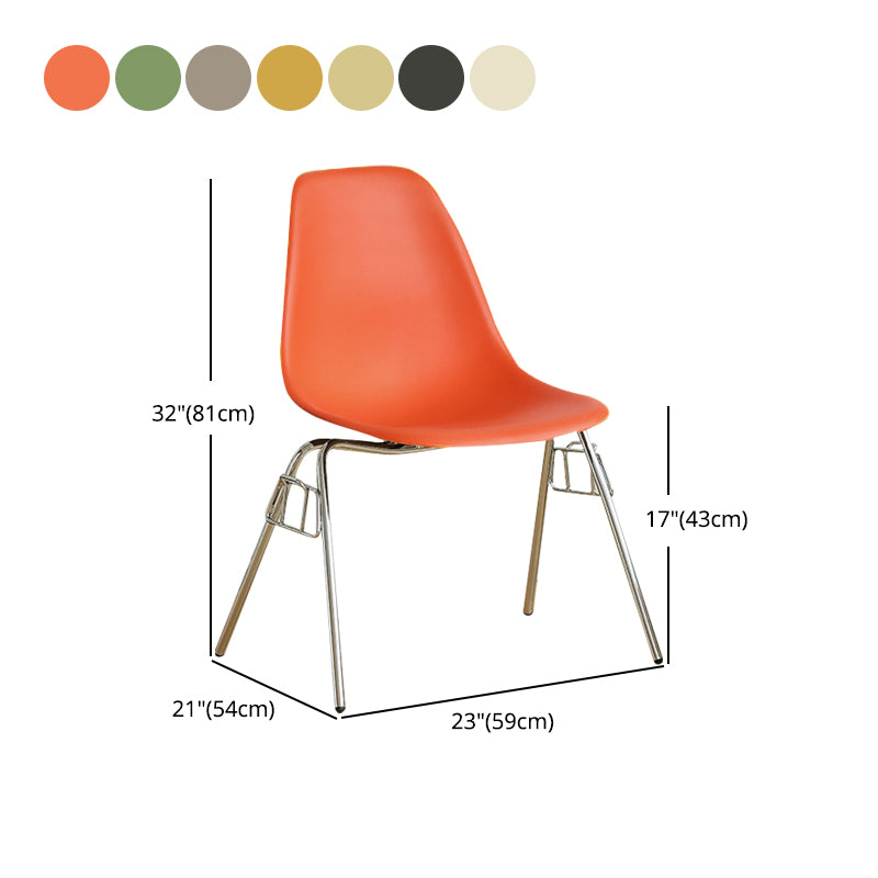 Modern Design Armless Solid Back Chair Plastic Stacking Side Chairs