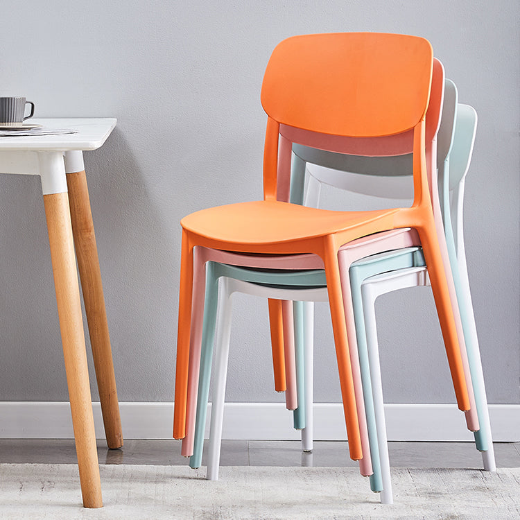 Nordic Glam Style Chairs Kitchen Armless Chair with Plastic Legs