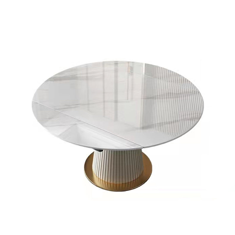 Glam Scalable Dinette Set 1/4/5/7 Pieces Round Dining Table Set with Sintered Stone Top