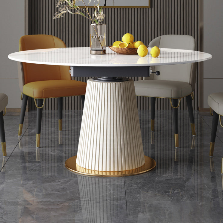 Glam Scalable Dinette Set 1/4/5/7 Pieces Round Dining Table Set with Sintered Stone Top