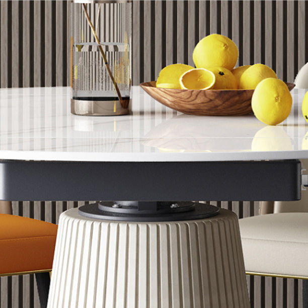 Glam Scalable Dinette Set 1/4/5/7 Pieces Round Dining Table Set with Sintered Stone Top