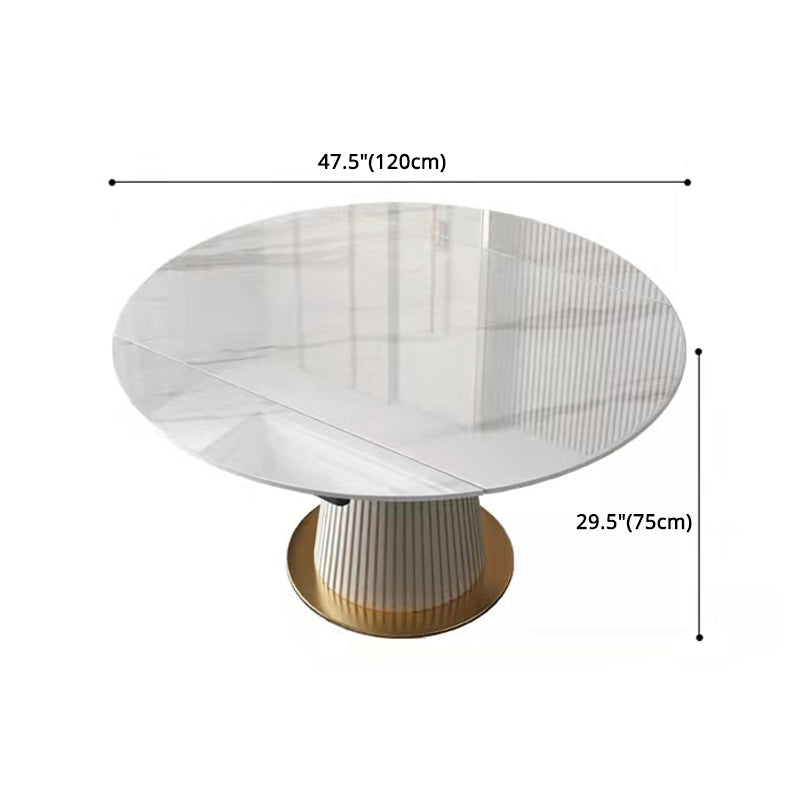 Glam Scalable Dinette Set 1/4/5/7 Pieces Round Dining Table Set with Sintered Stone Top