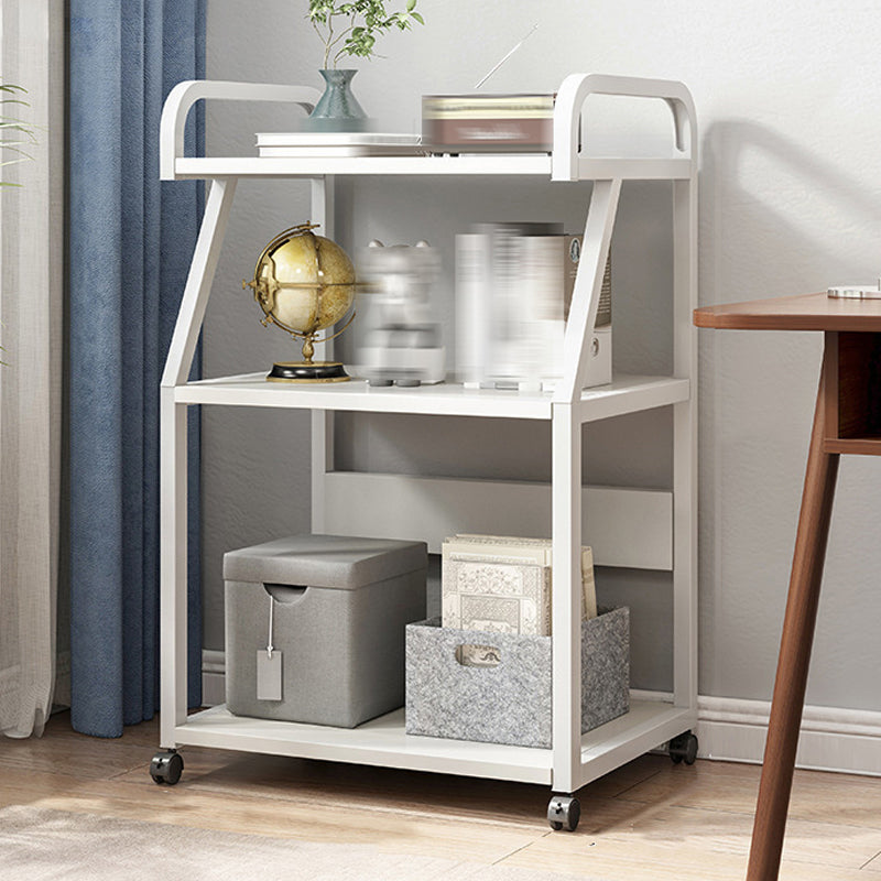 Modern Style Open Bookshelf Wooden Shelf Bookcase with Caster Wheels