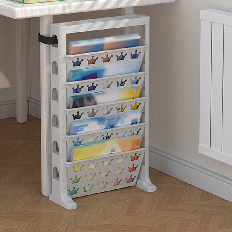 6-Shelf Plastic Ladder Bookcase Contemporary Closed Back Book Shelf