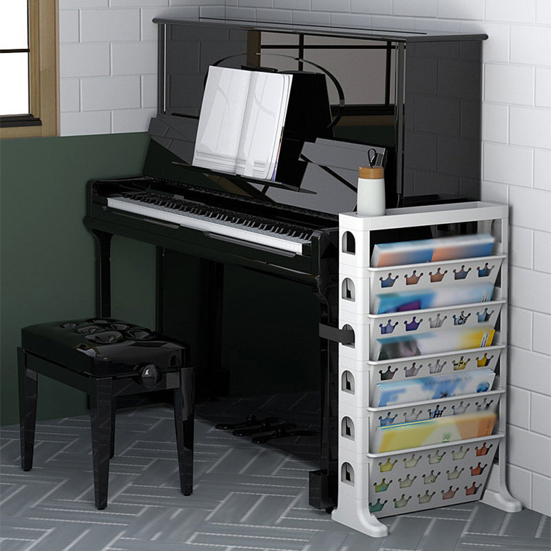 6-Shelf Plastic Ladder Bookcase Contemporary Closed Back Book Shelf