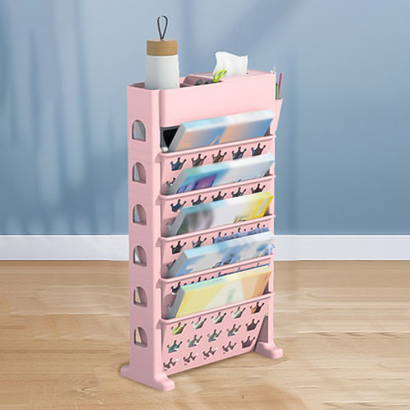 6-Shelf Plastic Ladder Bookcase Contemporary Closed Back Book Shelf