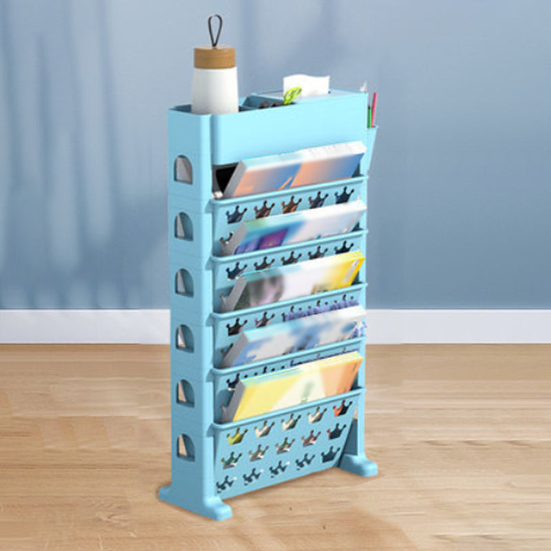6-Shelf Plastic Ladder Bookcase Contemporary Closed Back Book Shelf