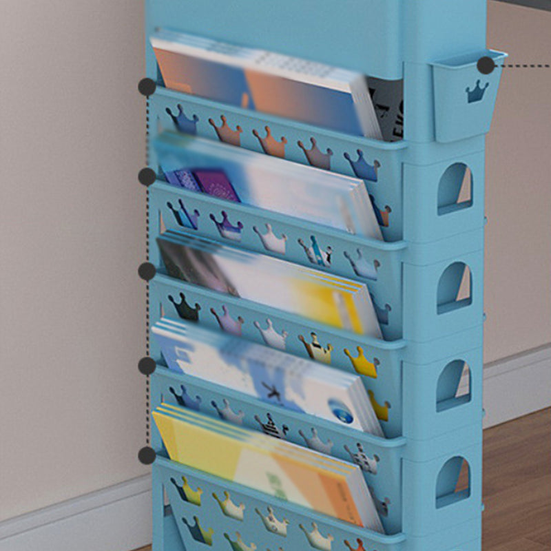 6-Shelf Plastic Ladder Bookcase Contemporary Closed Back Book Shelf