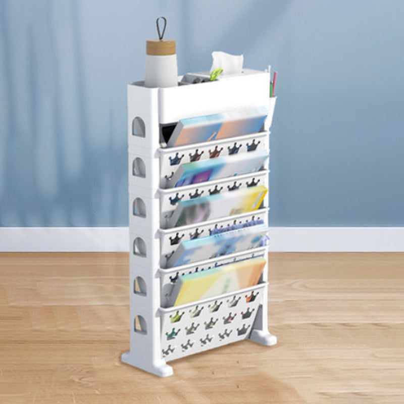 6-Shelf Plastic Ladder Bookcase Contemporary Closed Back Book Shelf